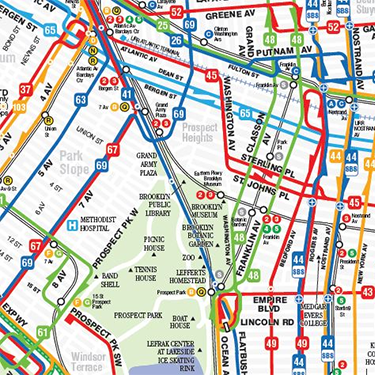 NYC MTA map of the Brooklyn bus routes.